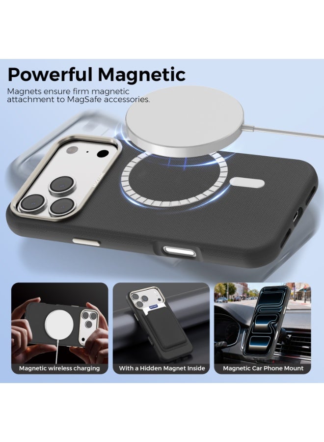 ICARLUS Metal Lens Frame Case for iPhone 17 Pro Max Magsafe Wireless Charger Magnetic Shockproof Cover Black - Image 2